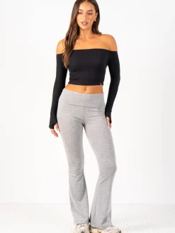Ribbed Off Shoulder Long Sleeve Top